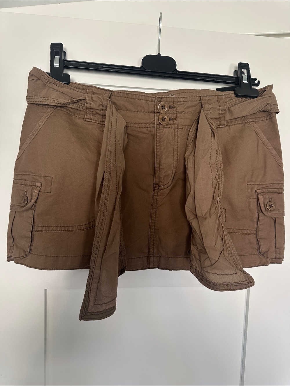 Abercrombie & Fitch Brown Cargo Tie-Waist Mini Shorts